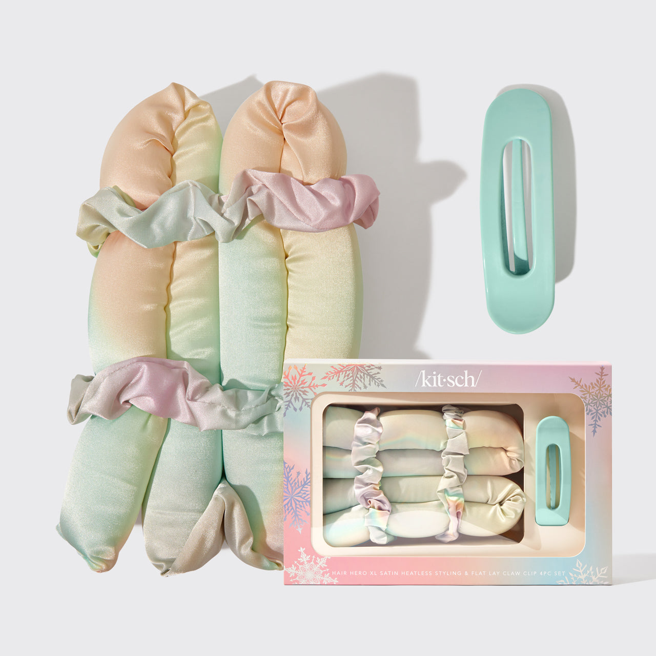 64501-Holiday-HairHeroXLSatinHeatlessStyling_FlatLayClawClip-4pc-Aura-hero-1280x1280px