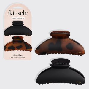 kitsch Black & Tort Curved Claw Clips 2pc Set - Medium