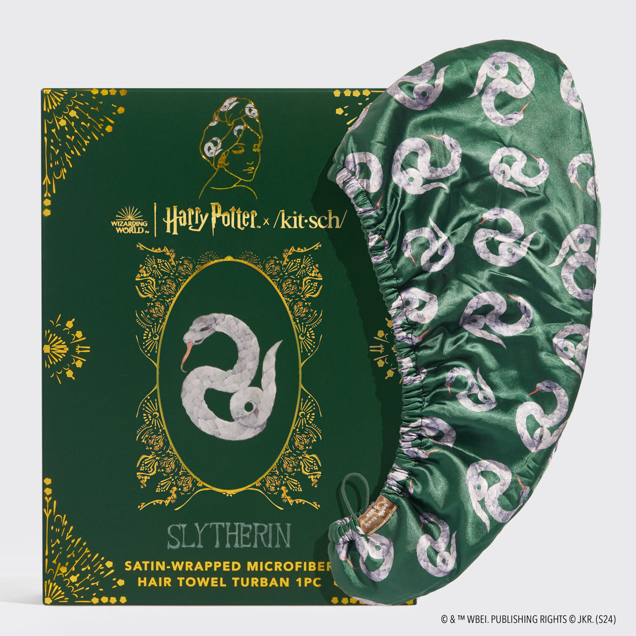 66741-HarryPotterxKitsch-SatinWrappedHairTowel-Slytherin-hero-1280x1280px
