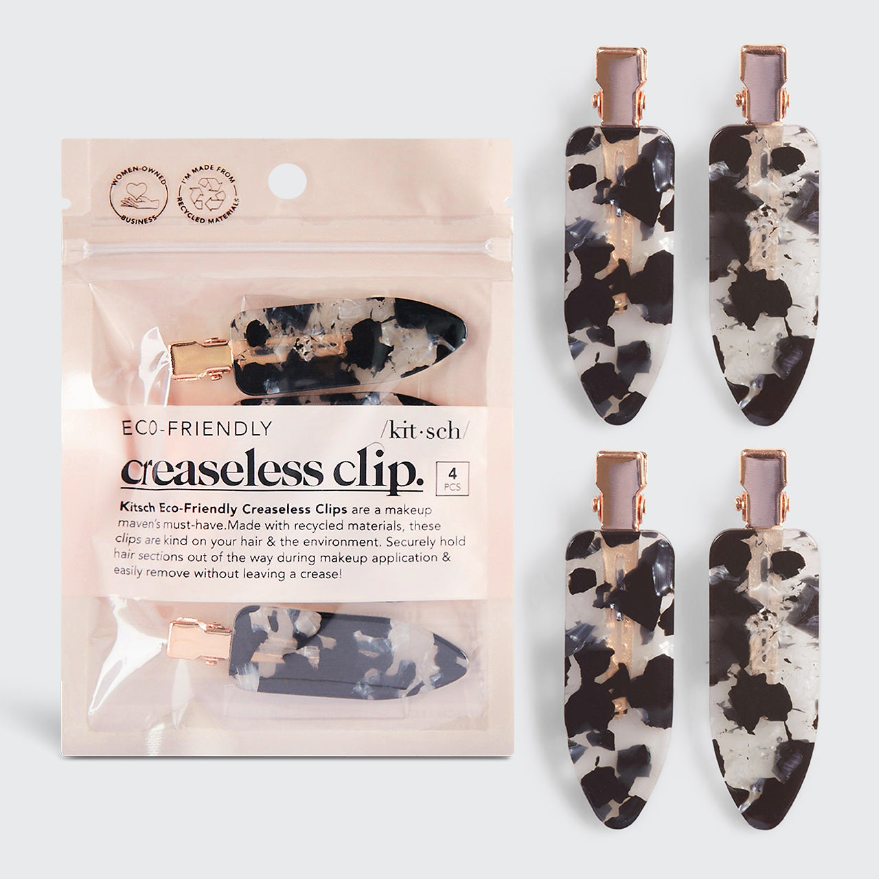 7766-EcoFriendlyCreaselessClips-4pc-KitschPro-Terrazo_Black-hero-1280x1280px