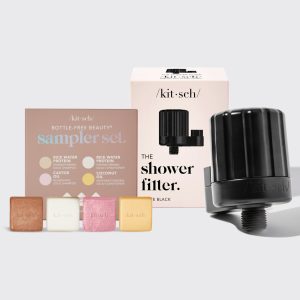 kitsch Shower Filter + Shampoo & Conditioner 4pc Set - Black